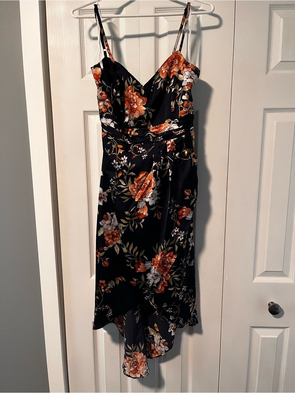 Lulu’s My Favorite Day Navy Blue Floral Print Tulip Skirt Midi Dress Size S - Picture 3 of 8